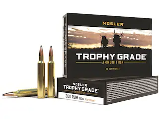 Nosler Trophy Grade Ammunition 300 Remington Ultra Magnum 180 Grain Partition Spitzer Box of 200 rounds