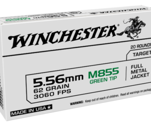 Winchester USA Ammunition 5.56x45mm NATO 62 Grain M855 SS109 Penetrator Full Metal Jacket