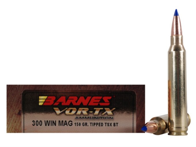 Barnes VOR-TX Ammunition 300 Winchester Magnum 150 Grain TTSX Polymer Tipped Spitzer Boat Tail Lead-Free