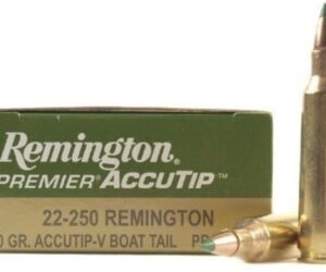 Remington Premier Varmint Ammunition 22-250 Remington 50 Grain AccuTip Boat Tail 500 rounds