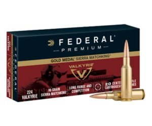 Federal Premium Gold Medal Ammunition 224 Valkyrie 90 Grain Sierra MatchKing Hollow Point Boat Tail 500 rounds