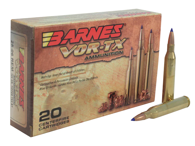 Barnes VOR-TX Ammunition 25-06 Remington 100 Grain TTSX Polymer Tipped Spitzer Boat Tail Lead-Free Box of 500