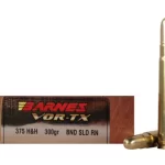 Barnes VOR-TX Safari Ammunition 375 H&H Magnum 300 Grain Banded Solid Round Nose Box of 200