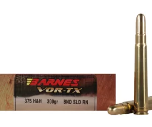 Barnes VOR-TX Safari Ammunition 375 H&H Magnum 300 Grain Banded Solid Round Nose Box of 200