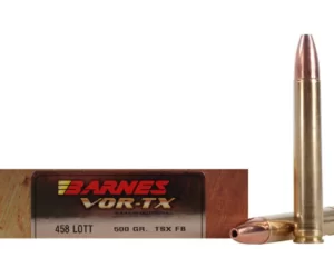 Barnes VOR-TX Safari Ammunition 458 Lott 500 Grain TSX Hollow Point Flat Base Lead-Free Box of 200 rounds