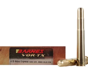 Barnes VOR-TX Safari Ammunition 470 Nitro Express 500 Grain Banded Solid Flat Point 500 rounds