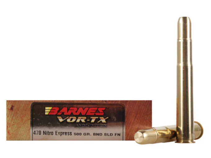Barnes VOR-TX Safari Ammunition 470 Nitro Express 500 Grain Banded Solid Flat Point 500 rounds