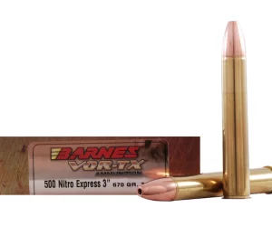 Barnes VOR-TX Safari Ammunition 500 Nitro Express 570 Grain TSX Hollow Point Flat Base Lead-Free 500 rounds