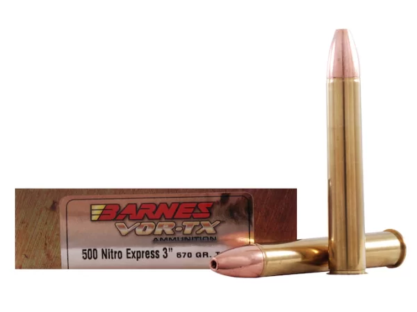 Barnes VOR-TX Safari Ammunition 500 Nitro Express 570 Grain TSX Hollow Point Flat Base Lead-Free 500 rounds