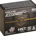 FEDERAL PREMIUM PERSONAL DEFENSE AMMUNITION 30 SUPER CARRY 100 GRAIN HST JACKETED HOLLOW POINT 500 ROUND
