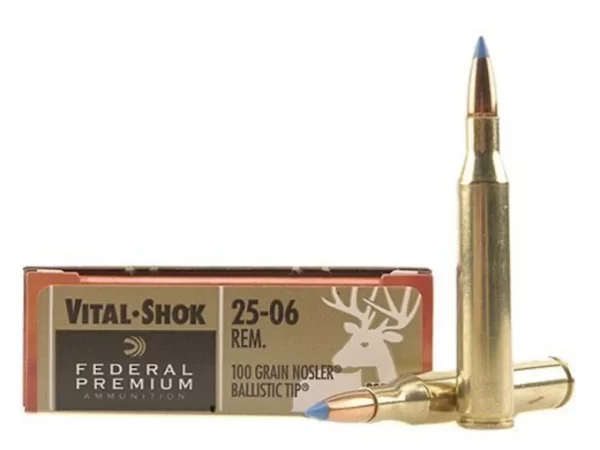 Federal Premium Ammunition 25-06 Remington 100 Grain Nosler Ballistic Tip Box of 500 rounds