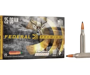 Federal Premium Ammunition 25-06 Remington 100 Grain Trophy Copper Tipped Boat Tail Lead-Free Box of 500 rounds