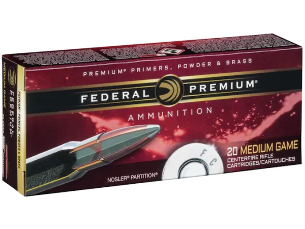Federal Premium Ammunition 25-06 Remington 115 Grain Nosler Partition Box of 500 rounds
