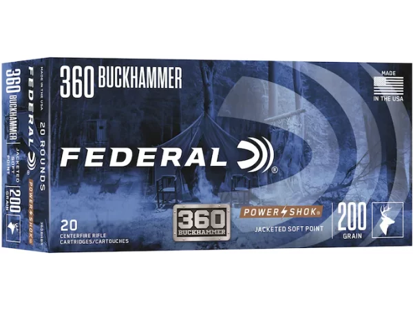 Federal Premium Power-Shok Ammunition 360 Buckhammer 200 Grain Jacketed Soft Point Box of 500