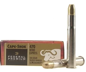 Federal Premium Safari Ammunition 470 Nitro Express 500 Grain Speer Trophy Bonded Sledgehammer Box 500