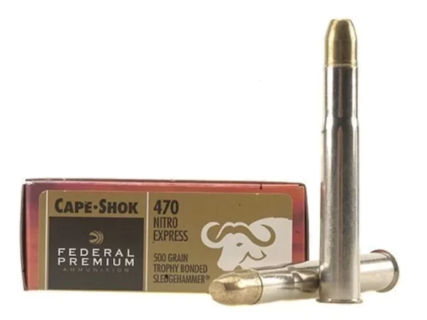 Federal Premium Safari Ammunition 470 Nitro Express 500 Grain Speer Trophy Bonded Sledgehammer Box 500