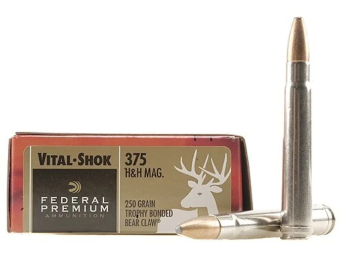 Federal Premium Vital-Shok Ammunition 375 H&H Magnum 250 Grain Trophy Bonded Bear Claw Box of 200 Rounds