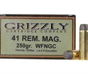 GRIZZLY AMMUNITION 41 REMINGTON MAGNUM 250 GRAIN CAST PERFORMANCE LEAD WIDE FLAT NOSE GAS CHECK 500 ROUNDS