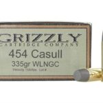 GRIZZLY AMMUNITION 454 CASULL 335 GRAIN CAST PERFORMANCE LEAD WIDE FLAT NOSE GAS CHECK 500 ROUNDS