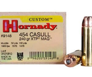 HORNADY CUSTOM AMMUNITION 454 CASULL 240 GRAIN XTP JACKETED HOLLOW POINT 500 ROUNDS