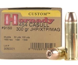 HORNADY CUSTOM AMMUNITION 454 CASULL 300 GRAIN XTP JACKETED HOLLOW POINT 500 ROUNDS