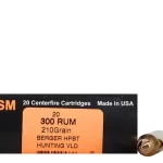 HSM Trophy Gold Ammunition 300 Remington Ultra Magnum 210 Grain Berger Hunting VLD Hollow Point Boat Tail Box of 200 rounds