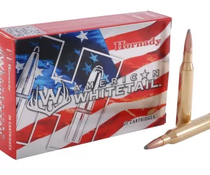 Hornady American Whitetail Ammunition 25-06 Remington 117 Grain Interlock Spire Point Boat Tail Box of 500 rounds
