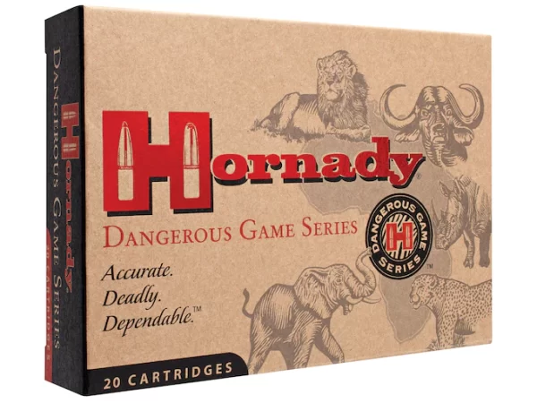 Hornady Dangerous Game Ammunition 375 H&H Magnum 300 Grain DGS Flat Nose Solid Box of 200