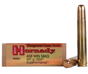 Hornady Dangerous Game Superformance Ammunition 458 Winchester Magnum 500 Grain DGS Solid Round Nose Box of 200 rounds