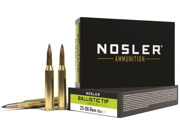 Nosler E-Tip Ammunition 25-06 Remington 100 Grain E-Tip Lead-Free Box of 500 rounds