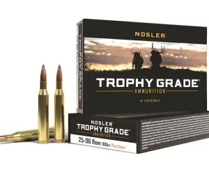 Nosler Trophy Grade Ammunition 25-06 Remington 100 Grain Partition Box of 500 rounds