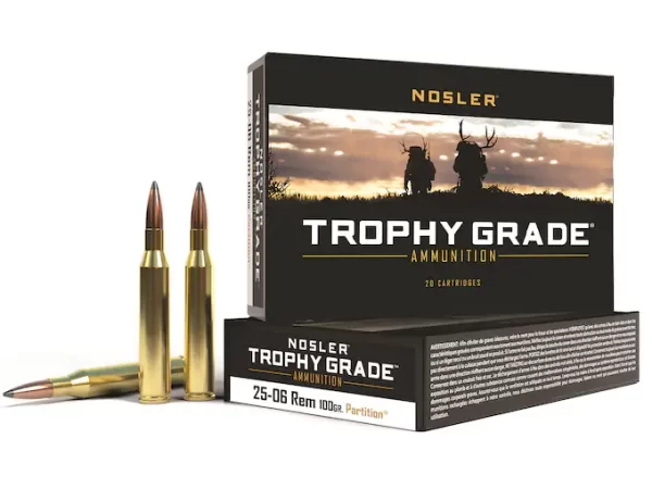 Nosler Trophy Grade Ammunition 25-06 Remington 100 Grain Partition Box of 500 rounds