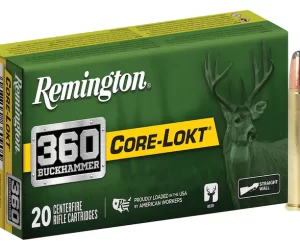Remington Core-Lokt Ammunition 360 Buckhammer 180 Grain Jacketed Soft Point Box of 500