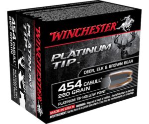 WINCHESTER AMMUNITION 454 CASULL 260 GRAIN PLATINUM TIP HOLLOW POINT 300 ROUNDS