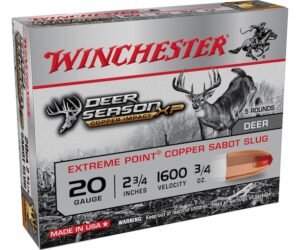 WINCHESTER DEER SEASON XP COPPER IMPACT AMMUNITION 20 GAUGE 2-3/4″ 3/4 OZ COPPER EXTREME POINT SABOT SLUG LEAD-FREE 250 ROUNDS
