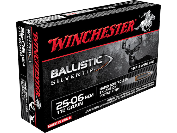 Winchester Ballistic Silvertip Ammunition 25-06 Remington 115 Grain Rapid Controlled Expansion Polymer Tip Box of 500 rounds