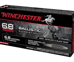 Winchester Ballistic Silvertip Ammunition 6.8 Western 170 Grain Polymer Tip Box of 200 rounds