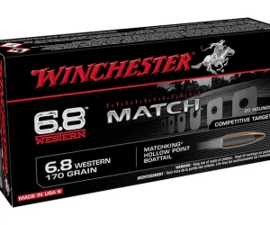Winchester Match Ammunition 6.8 Western 170 Grain Hollow Point Boat Tail 300 rounds