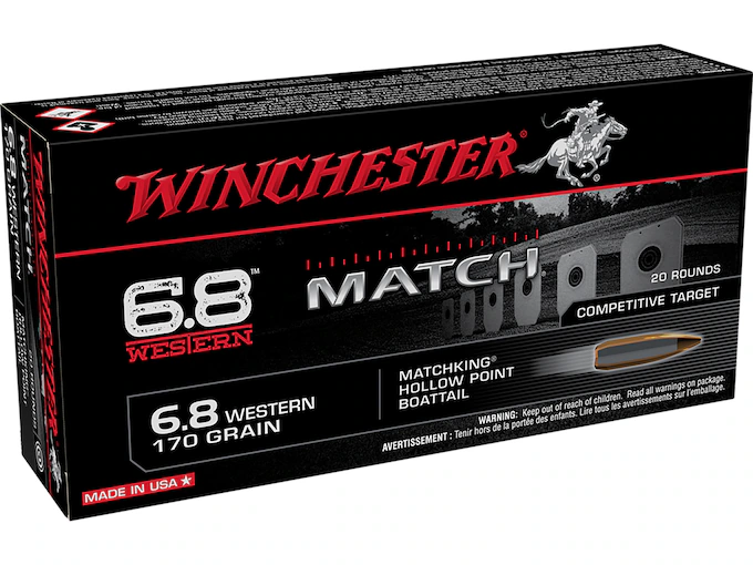 Winchester Match Ammunition 6.8 Western 170 Grain Hollow Point Boat Tail 300 rounds