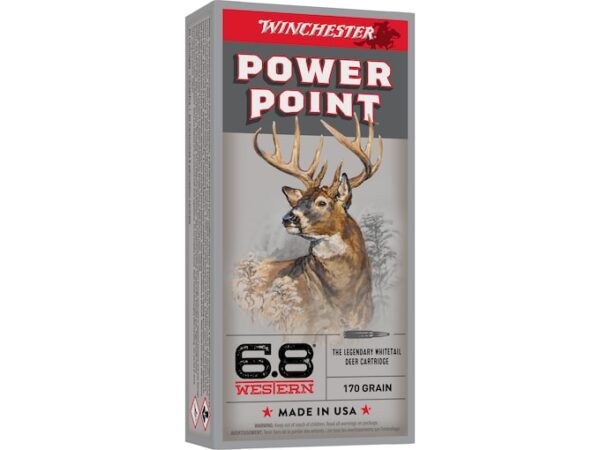 Winchester Power Point Ammunition 6.8 Western 170 Grain Power-Point Box of 200 rounds
