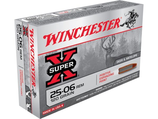 Winchester Super-X Ammunition 25-06 Remington 120 Grain Positive Expanding Point Box of 500