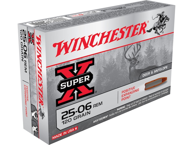 Winchester Super-X Ammunition 25-06 Remington 120 Grain Positive Expanding Point Box of 500 rounds