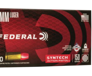 Federal Premium Centerfire Handgun Ammunition 9mm Luger 150 grain Syntech Total Synthetic Jacket 500 rounds