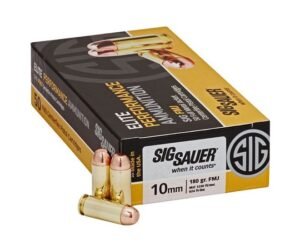 Sig Sauer Elite Performance 10mm Auto 180 grain Full Metal Jacket Brass Cased Centerfire Pistol Ammunition 500 rounds