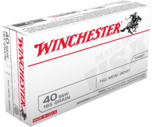 Winchester USA HANDGUN .40 S&W 165 grain Full Metal Jacket Brass Cased 500 rounds